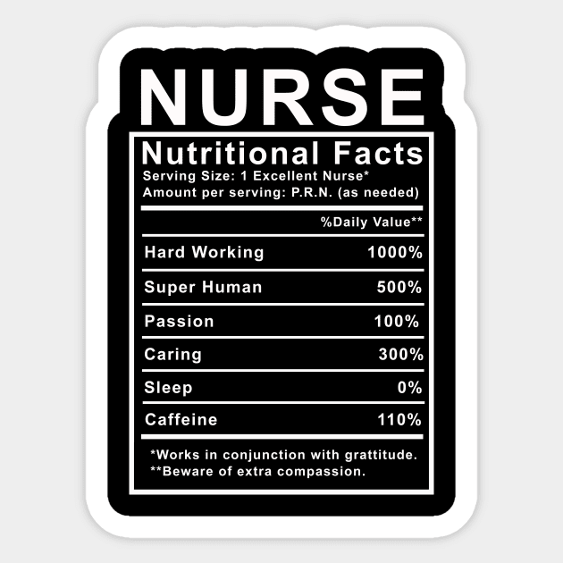 Funny Nurse Nutritional Facts | Clinicals | Care Plans Sticker by MerchMadness